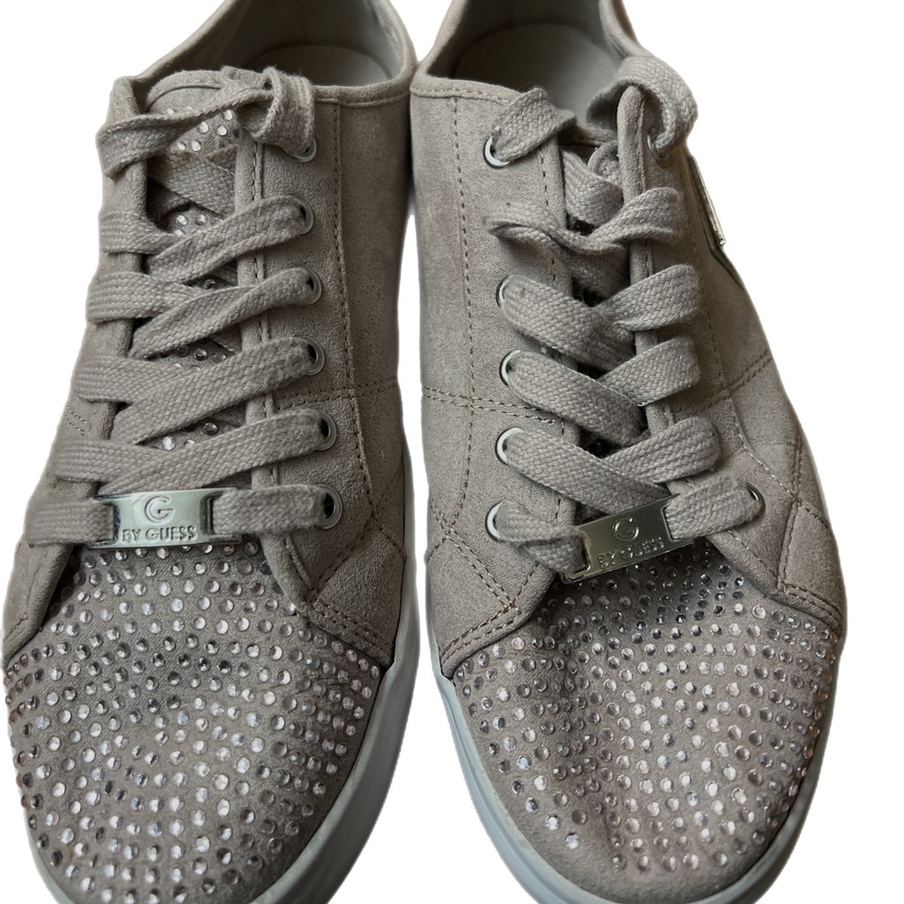 G By Guess Shoes Womens 8.5 M Low Top Lace Up Rhinestone Suede Pink